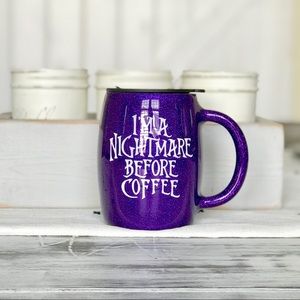 Nightmare before coffee mug tumbler - glitter